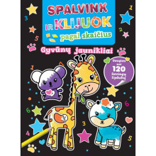 Spalvink ir klijuok pagal skaičius. Gyvūnų jaunikliai