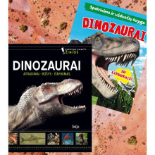 Spalvinimo ir užduočių knyga. Dinozaurai + Dinozaurai (Atradimai. Rūšys. Išnykimas). Dviejų knygų komplektas