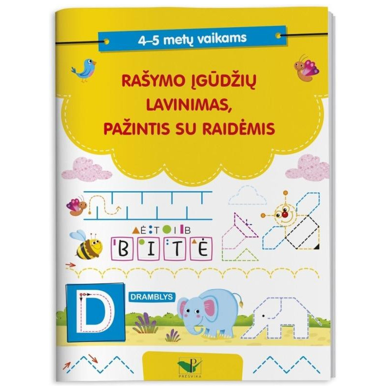 Rašymo įgūdžių lavinimas, pažintis su raidėmis, 4-5 metų vaikams