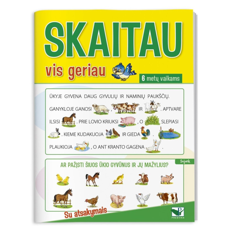 Skaitau vis geriau. 6 metų vaikams. Su atsakymais