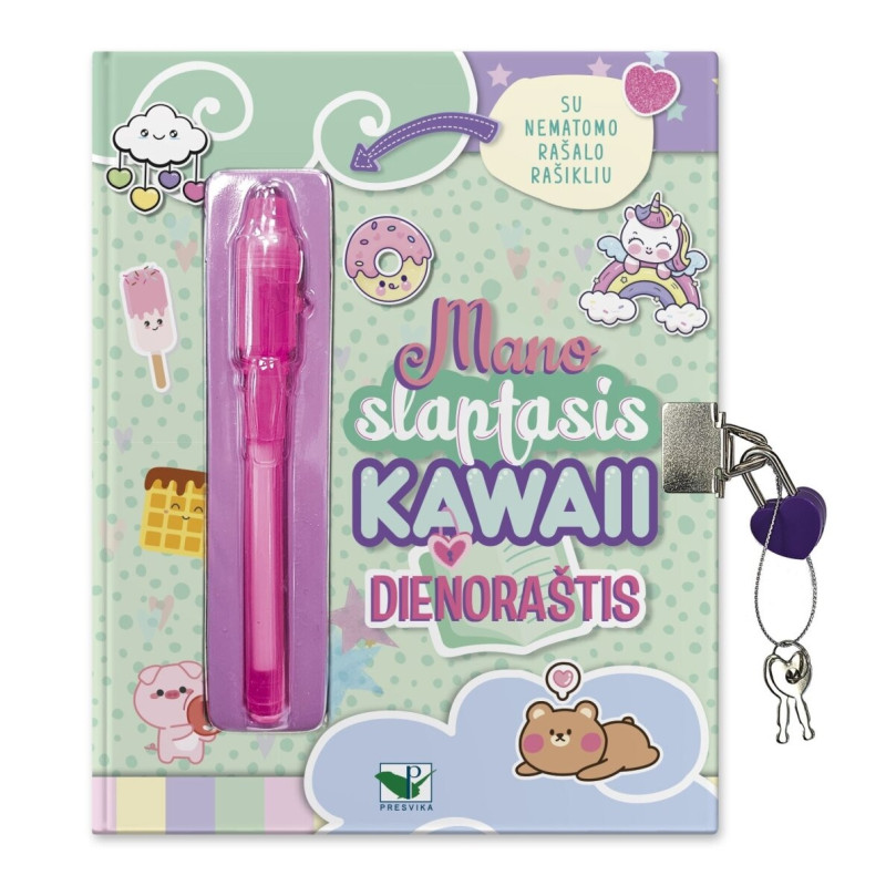 Mano slaptasis KAWAII dienoraštis. Su nematomo rašalo rašikliu bei smagiomis užduotimis