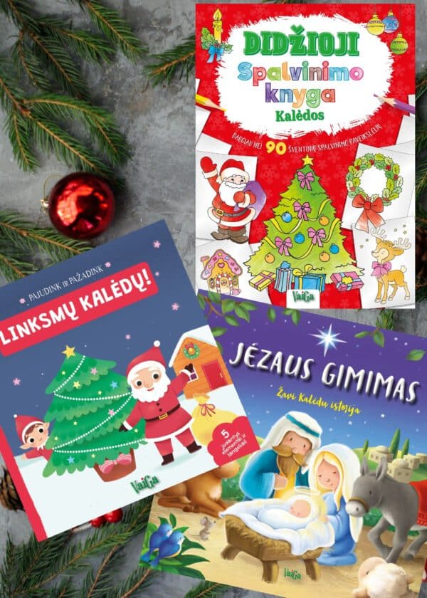 Linksmų Kalėdų! + Didžioji spalvinimo knyga. Kalėdos + Jėzaus gimimas. Trijų knygelių komplektas
