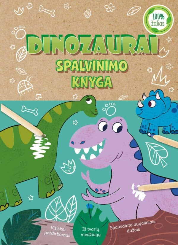 Dinozaurai. Spalvinimo knyga( 100 % žalias)