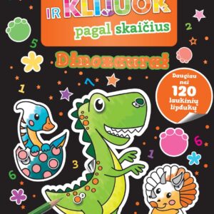 Spalvink ir klijuok pagal skaičius. Dinozaurai