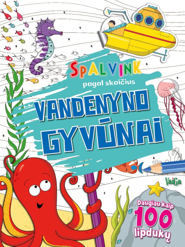 Vandenyno gyvūnai. Spalvink pagal skaičius