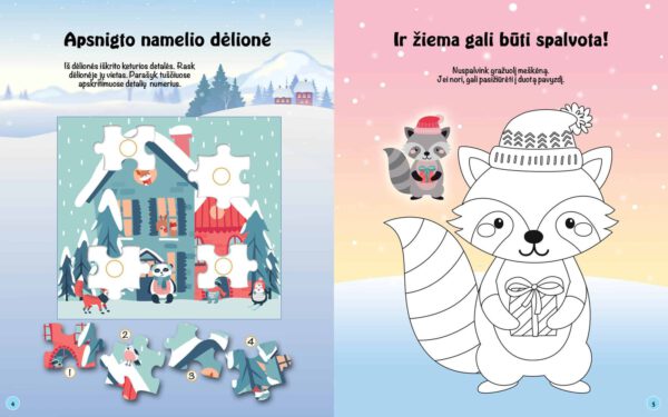 Žvėreliai žiemą. Galvok, spalvink, dėliok - Image 2