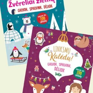 Žvėreliai žiemą + Linksmų Kalėdų! Galvok, spalvink, dėliok. Dviejų knygų komplektas